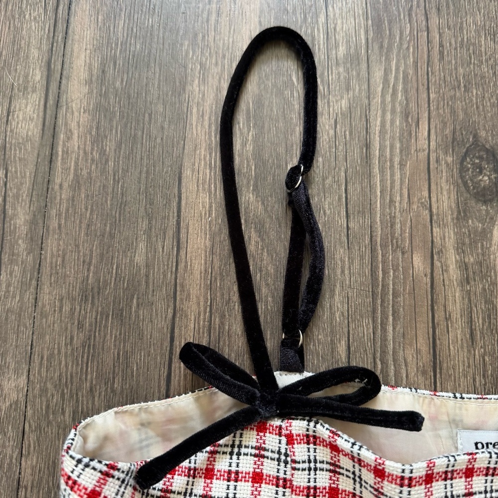 Pretty Garbage Peplum Red Plaid Sleeveless Top Black Straps Lined Side Zipper M - Picture 6 of 13